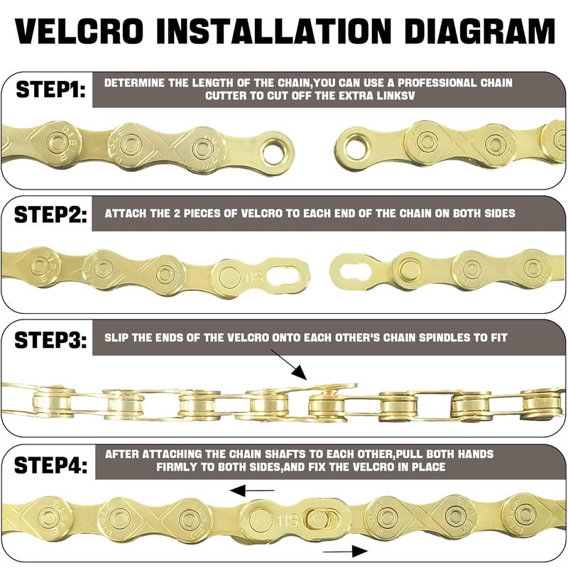 RainFlowwer 6/7/8/9/10/11/12 Speed Bike Chain – High-Strength, Durable & Smooth-Shifting for Road/Mountain Bikes (Gold-11-Speed) - Image 4
